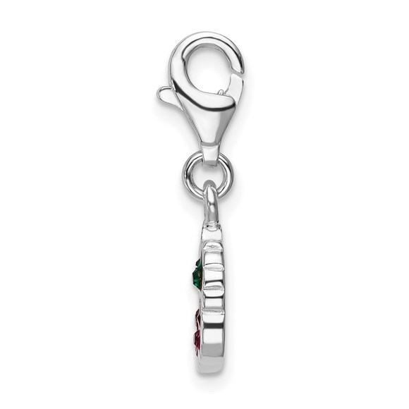 Sterling Silver RH Swarovski Crystals Cherries w/Lobster Clasp Charm - Picture 4 of 4